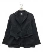 POSTELEGANTポステレガント）の古着「ベルト付ウールジャケット」｜ブラック