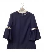 BORDERS at BALCONYボーダーズアットバルコニー）の古着「フレアスリーブブラウス」｜ネイビー