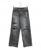 AUTHENオーセン）の古着「サーキュラーデニム ローライズワイドレッグ」｜ブラック