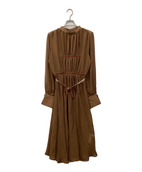 Ameri（アメリ）AMERI (アメリ) CHIFFON GATHER DRESS ブラウン サイズ:Mの古着・服飾アイテム