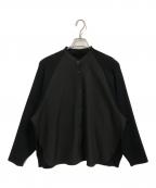 ADOREアドーア）の古着「ニットドッキングツイルブラウス」｜ブラック