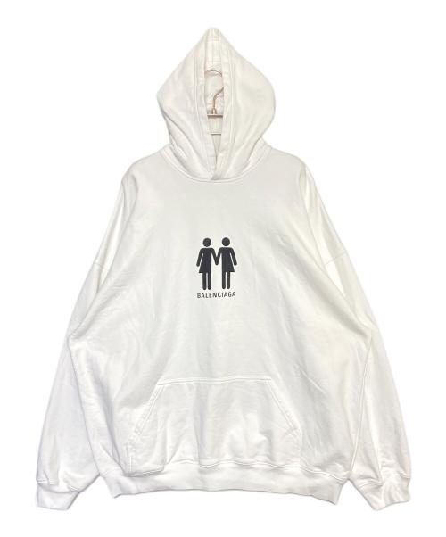 BALENCIAGA（バレンシアガ）BALENCIAGA (バレンシアガ) バックプリントパーカー ホワイト サイズ:XXSの古着・服飾アイテム