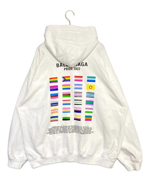 BALENCIAGA（バレンシアガ）BALENCIAGA (バレンシアガ) バックプリントパーカー ホワイト サイズ:XXSの古着・服飾アイテム