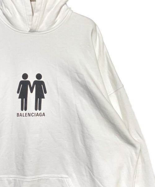 BALENCIAGA（バレンシアガ）BALENCIAGA (バレンシアガ) バックプリントパーカー ホワイト サイズ:XXSの古着・服飾アイテム