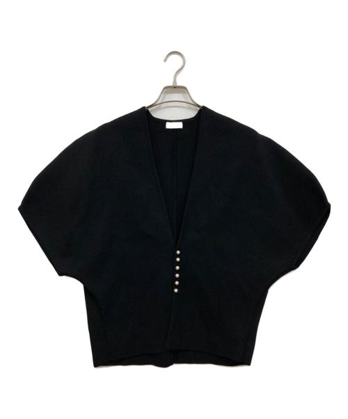 BALLSEY（ボールジィ）BALLSEY (ボールジィ) ウールポリエステルパールコンビ マントカーディガン ブラック サイズ:Sの古着・服飾アイテム