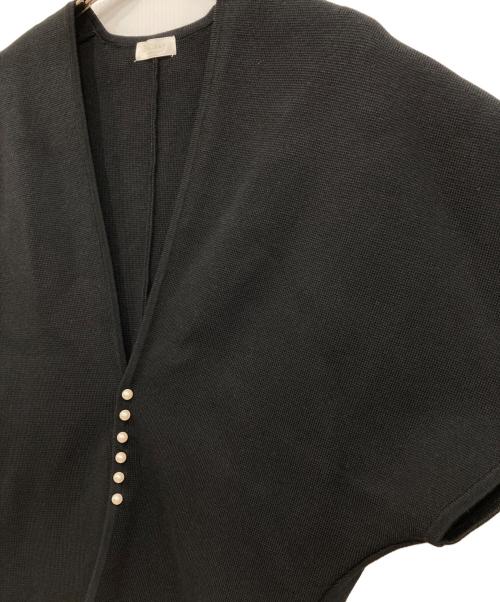 BALLSEY（ボールジィ）BALLSEY (ボールジィ) ウールポリエステルパールコンビ マントカーディガン ブラック サイズ:Sの古着・服飾アイテム