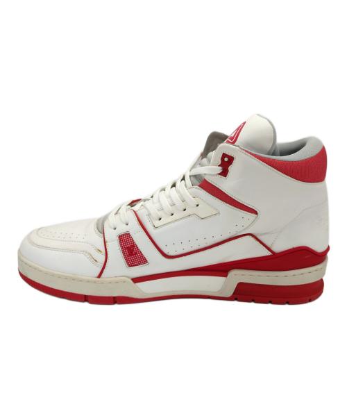 LOUIS VUITTON（ルイ ヴィトン）LOUIS VUITTON (ルイ ヴィトン) トレイナーラインハイカットスニーカー ホワイト×レッド サイズ:10の古着・服飾アイテム