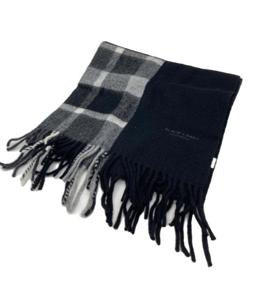 BLACK LABEL CRESTBRIDGE（ブラックレーベル クレストブリッジ）BLACK LABEL CRESTBRIDGE (ブラックレーベル クレストブリッジ) チェックマフラー ブラックの古着・服飾アイテム