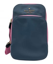 Kate Spade（ケイトスペード）の古着「チェルシー カラーブロック ノース サウス デュアル ジップ フォン クロスボディ」｜ブルーストーンマルチ