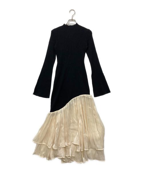 anuans（アニュアンス）anuans (アニュアンス) ドッキングニットワンピース ブラック サイズ:Sの古着・服飾アイテム