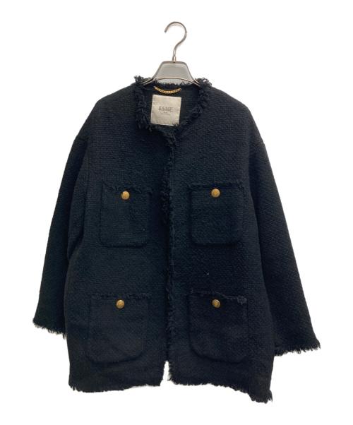 journal standard L'essage（ジャーナルスタンダード レサージュ）journal standard L'essage (ジャーナルスタンダード レサージュ) GIOLICAツイード BIGジャケット ブラック サイズ:記載なしの古着・服飾アイテム