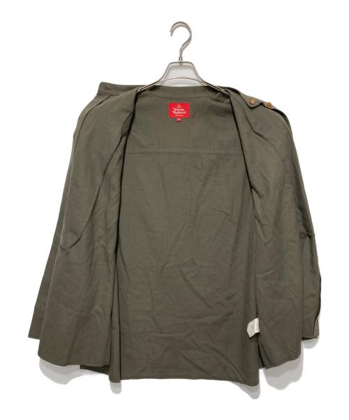 Vivienne Westwood RED LABEL（ヴィヴィアンウエストウッドレッドレーベル）Vivienne Westwood RED LABEL (ヴィヴィアンウエストウッドレッドレーベル) オーブ刺繍スタンドカラーブラウス オリーブ サイズ:00の古着・服飾アイテム