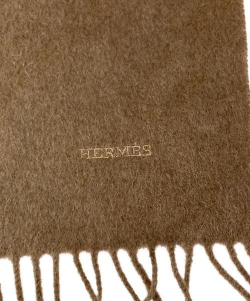 HERMES（エルメス）HERMES (エルメス) カシミヤフリンジマフラー ブラウンの古着・服飾アイテム