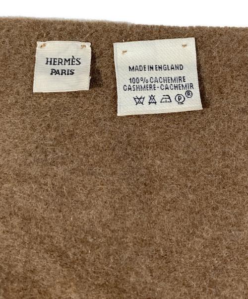 HERMES（エルメス）HERMES (エルメス) カシミヤフリンジマフラー ブラウンの古着・服飾アイテム