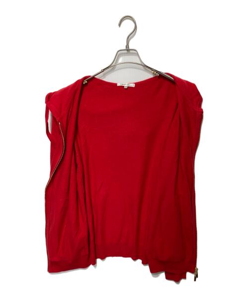 49AV junko shimada（フォーティーナインアベニュージュンコシマダ）49AV junko shimada (フォーティーナインアベニュージュンコシマダ) カシミヤブレンドニットジップパーカー レッド サイズ:38の古着・服飾アイテム