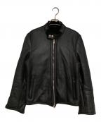 EMMETIエンメティ）の古着「ムートンシングルライダースジャケット」｜ブラック