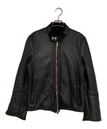 EMMETI（エンメティ）の古着「ムートンシングルライダースジャケット」｜ブラック