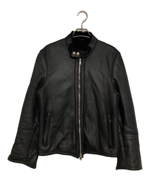 EMMETI（エンメティ）EMMETI (エンメティ) ムートンシングルライダースジャケット ブラック サイズ:44の古着・服飾アイテム