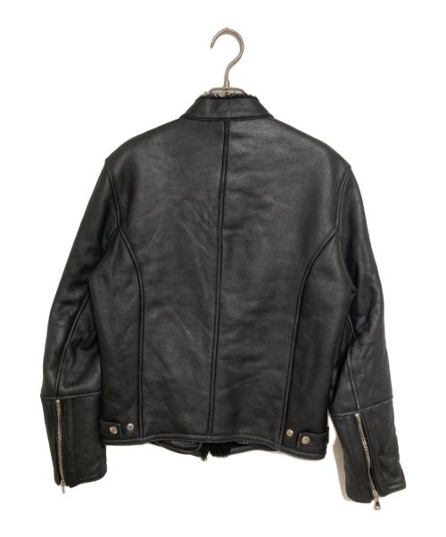 EMMETI（エンメティ）EMMETI (エンメティ) ムートンシングルライダースジャケット ブラック サイズ:44の古着・服飾アイテム
