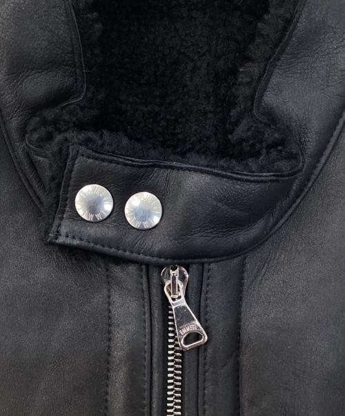 EMMETI（エンメティ）EMMETI (エンメティ) ムートンシングルライダースジャケット ブラック サイズ:44の古着・服飾アイテム