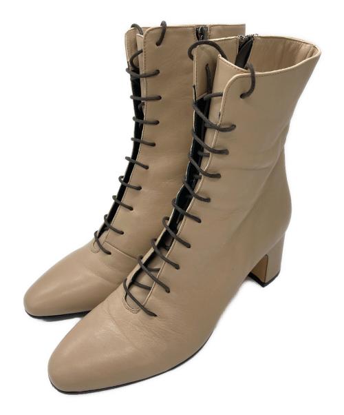 FABIO RUSCONI（ファビオルスコーニ）FABIO RUSCONI (ファビオルスコーニ) レースアップブーツ ベージュ サイズ:37の古着・服飾アイテム