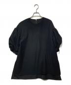 LANVIN en Bleuランバンオンブルー）の古着「ベネシャンギャザースリーブブラウス」｜ブラック