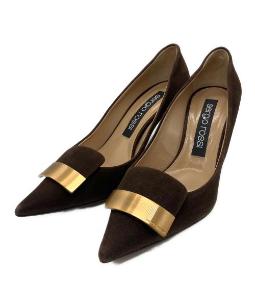 sergio rossi（セルジオロッシ）sergio rossi (セルジオロッシ) ポインテッドトゥパンプス ブラウン サイズ:39 1/2の古着・服飾アイテム
