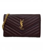 Saint Laurent Parisサンローランパリ）の古着「カサンドラ マトラッセ エンベロープ チェーンウォレット」｜ボルドー