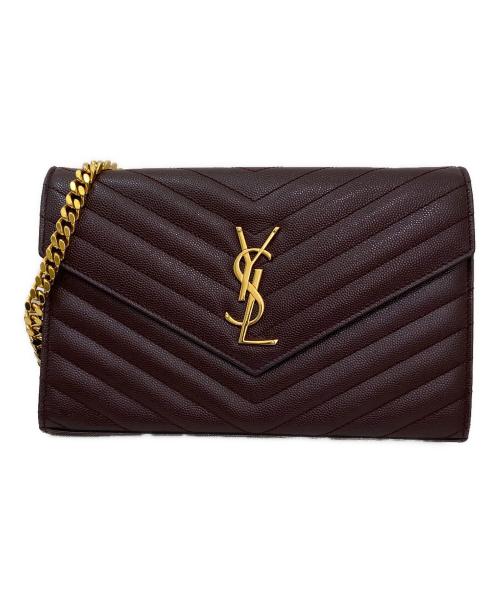 Saint Laurent Paris（サンローランパリ）Saint Laurent Paris (サンローランパリ) カサンドラ マトラッセ エンベロープ チェーンウォレット ボルドーの古着・服飾アイテム