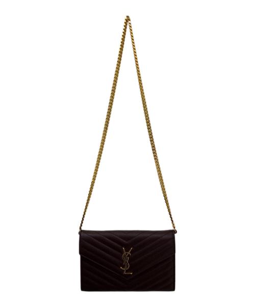 Saint Laurent Paris（サンローランパリ）Saint Laurent Paris (サンローランパリ) カサンドラ マトラッセ エンベロープ チェーンウォレット ボルドーの古着・服飾アイテム