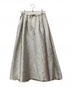 ebureエブール）の古着「フラワージャカード イージーギャザーフレアスカート」｜グレー