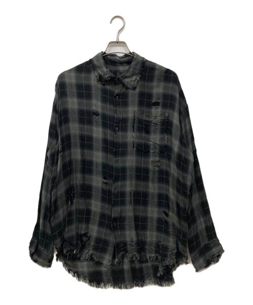 HARE（ハレ）HARE (ハレ) ダメージチェックシャツ ブラック サイズ:Freeの古着・服飾アイテム