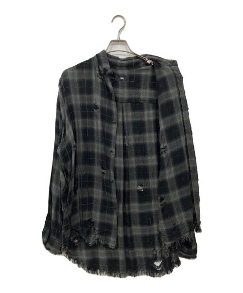 HARE（ハレ）HARE (ハレ) ダメージチェックシャツ ブラック サイズ:Freeの古着・服飾アイテム