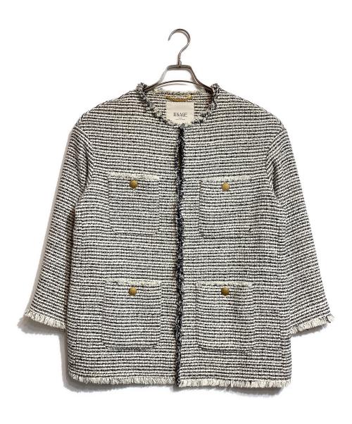 journal standard L'essage（ジャーナルスタンダード レサージュ）journal standard L'essage (ジャーナルスタンダード レサージュ) GIOLICAツイード BIGジャケット ホワイト×ブラック サイズ:FREEの古着・服飾アイテム