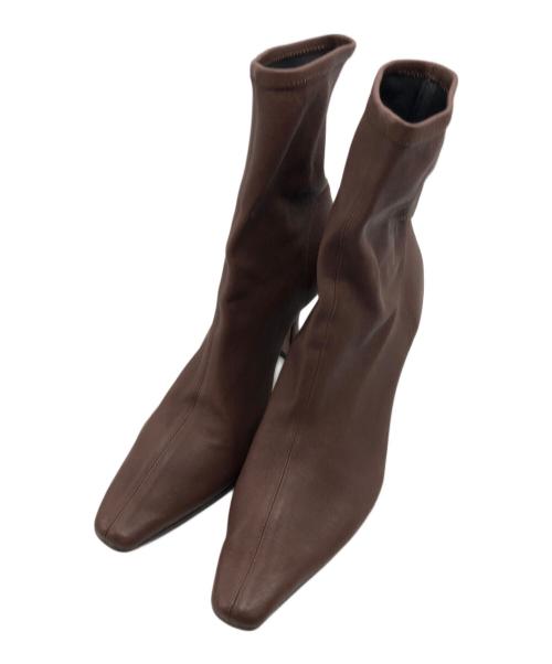 NEOUS（ネオアス）NEOUS (ネオアス) RAN ストレッチショートブーツ ブラウン サイズ:39の古着・服飾アイテム