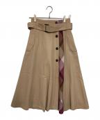 BLUE LABEL CRESTBRIDGEブルーレーベルクレストブリッジ）の古着「ハイカウントフラノトレンチスカート」｜ベージュ