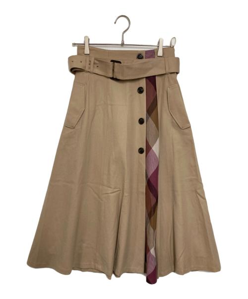 BLUE LABEL CRESTBRIDGE（ブルーレーベルクレストブリッジ）BLUE LABEL CRESTBRIDGE (ブルーレーベルクレストブリッジ) ハイカウントフラノトレンチスカート ベージュ サイズ:38の古着・服飾アイテム