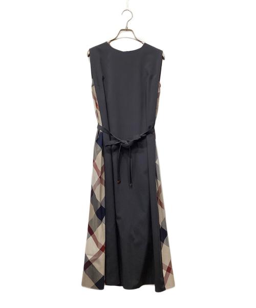 BLUE LABEL CRESTBRIDGE（ブルーレーベルクレストブリッジ）BLUE LABEL CRESTBRIDGE (ブルーレーベルクレストブリッジ) ドライブロードマキシドレス ネイビー サイズ:38の古着・服飾アイテム