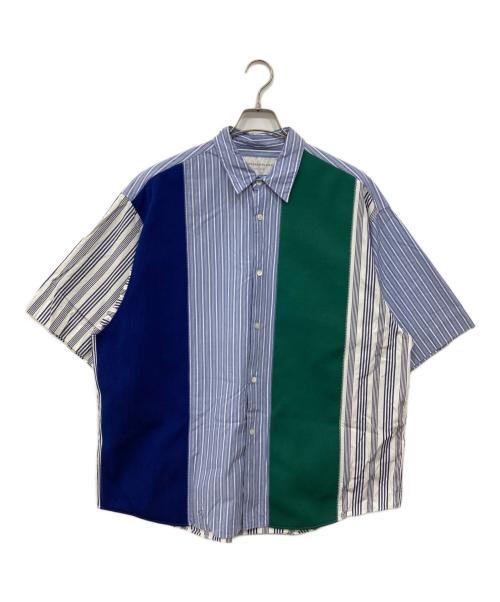 TOMORROW LAND（トゥモローランド）TOMORROW LAND (トゥモローランド) コットンポリエステル ニット切り替えし半袖シャツ ブルー×グリーン サイズ:Mの古着・服飾アイテム