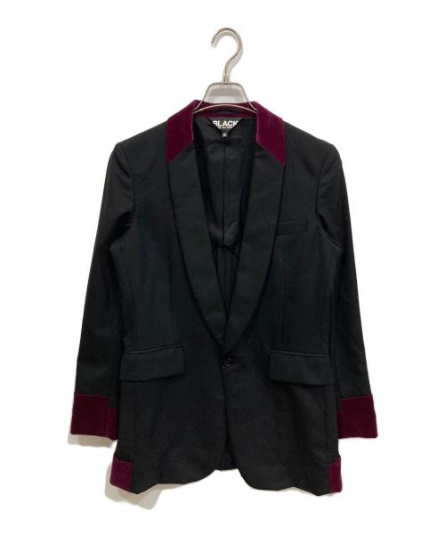 BLACK COMME des GARCONS（ブラックコムデギャルソン）BLACK COMME des GARCONS (ブラックコムデギャルソン) ベロア切替ロングジャケット ブラック×パープル サイズ:Sの古着・服飾アイテム