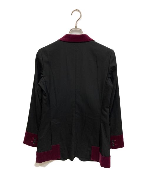 BLACK COMME des GARCONS（ブラックコムデギャルソン）BLACK COMME des GARCONS (ブラックコムデギャルソン) ベロア切替ロングジャケット ブラック×パープル サイズ:Sの古着・服飾アイテム