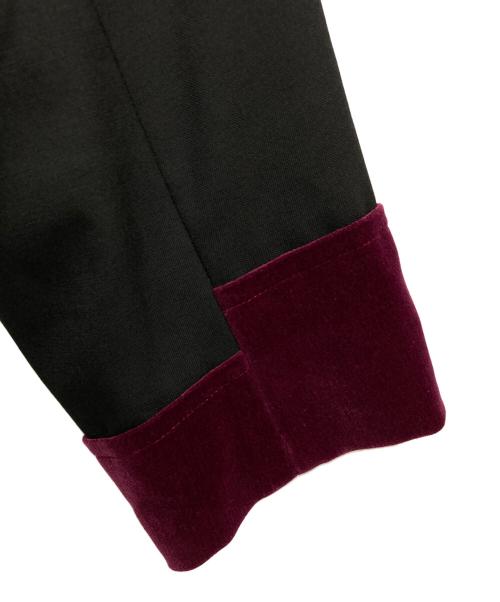 BLACK COMME des GARCONS（ブラックコムデギャルソン）BLACK COMME des GARCONS (ブラックコムデギャルソン) ベロア切替ロングジャケット ブラック×パープル サイズ:Sの古着・服飾アイテム