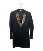 COMME des GARCONS HOMME PLUSコムデギャルソンオムプリュス）の古着「レオパードファー切替ロングジャケット」｜ブラック
