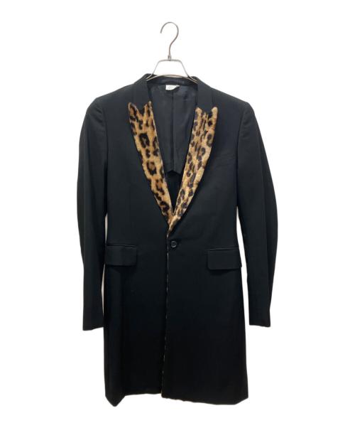 COMME des GARCONS HOMME PLUS（コムデギャルソンオムプリュス）COMME des GARCONS HOMME PLUS (コムデギャルソンオムプリュス) レオパードファー切替ロングジャケット ブラック サイズ:XSの古着・服飾アイテム