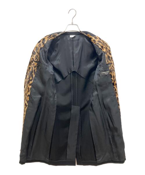 COMME des GARCONS HOMME PLUS（コムデギャルソンオムプリュス）COMME des GARCONS HOMME PLUS (コムデギャルソンオムプリュス) レオパードファー切替ロングジャケット ブラック サイズ:XSの古着・服飾アイテム