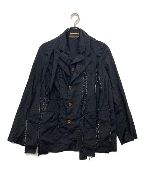 COMME des GARCONS HOMME PLUS（コムデギャルソンオムプリュス）COMME des GARCONS HOMME PLUS (コムデギャルソンオムプリュス) 19SS クレイジースーツ期 ポリ縮絨短冊ジャケット ブラック サイズ:Sの古着・服飾アイテム