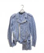 COMME des GARCONS HOMME PLUSコムデギャルソンオムプリュス）の古着「コットンライダースジャケット」｜ブルー×ホワイト