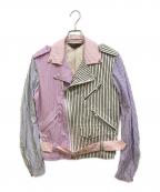 COMME des GARCONS HOMME PLUSコムデギャルソンオムプリュス）の古着「コットンライダースジャケット」｜ピンク×パープル