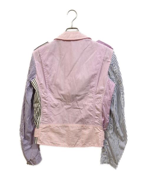 COMME des GARCONS HOMME PLUS（コムデギャルソンオムプリュス）COMME des GARCONS HOMME PLUS (コムデギャルソンオムプリュス) コットンライダースジャケット ピンク×パープル サイズ:Sの古着・服飾アイテム