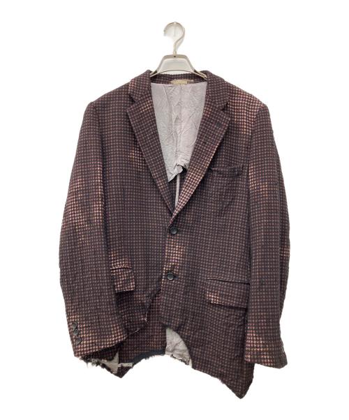 COMME des GARCONS HOMME PLUS（コムデギャルソンオムプリュス）COMME des GARCONS HOMME PLUS (コムデギャルソンオムプリュス) 裁ち切り ジャケット ボルドー×ブラック サイズ:Ｓの古着・服飾アイテム